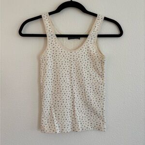 Brandy Melville white floral print tank top with lace trim